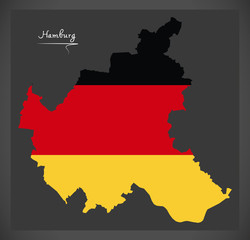 Hamburg map with German national flag illustration