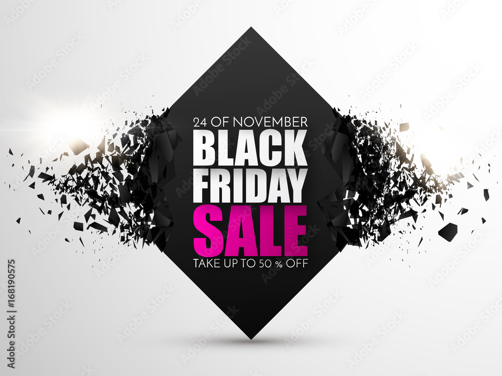 Poster black friday sale abstract background. vector banner with explosion effect.