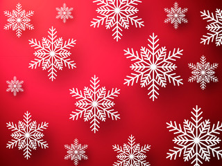 Abstract Christmas red background with snowflakes. 2018 celebrate background.