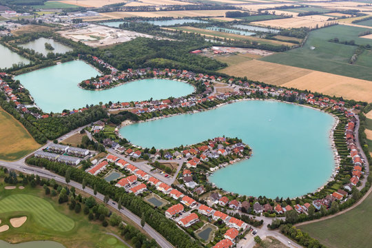 See Seen wohnen Wasser Häuser Gebäude exklusiv Freizeit Luftbild