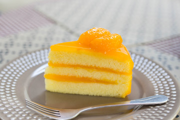 Mandarin orange cake on desk