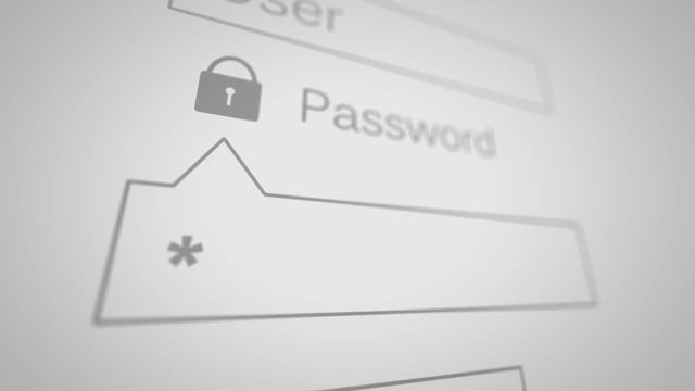 Typing password on Login page. Shallow Depth of Field.