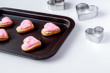 cookies for Valentine's Day heartshaped on white background