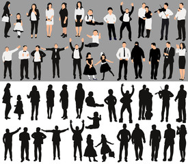 Vector, isolated, a collection of people silhouettes
