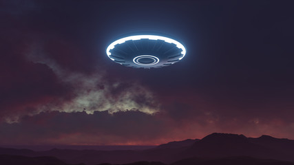3D UFO over the mountains