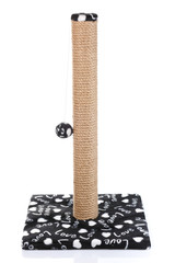Cat scratching post on a white  background