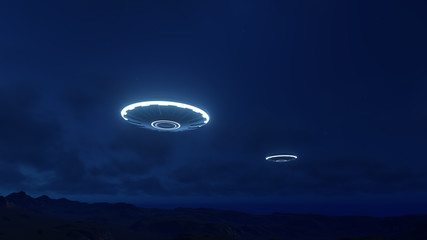 3D UFO over the mountains