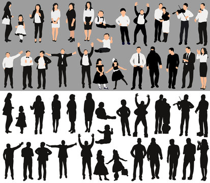 Vector, isolated, a collection of people silhouettes