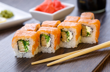 Philadelphia roll sushi with salmon