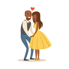Happy couple in love holding hands colorful characters vector Illustration