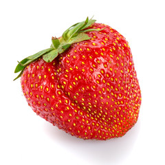 Ripe strawberries on a white background