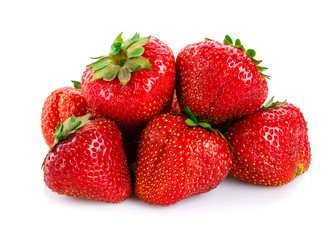 Delicious ripe strawberries isolated on white background.