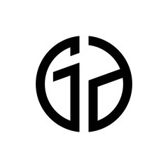 initial letters logo gd black monogram circle round shape vector