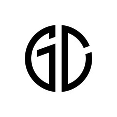 initial letters logo gc black monogram circle round shape vector