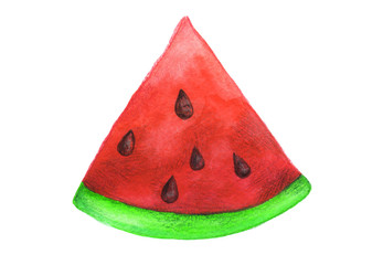 Watermelon painted with a watercolor