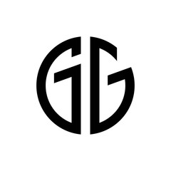 initial letters logo gg black monogram circle round shape vector