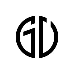 initial letters logo gu black monogram circle round shape vector