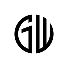 initial letters logo gw black monogram circle round shape vector
