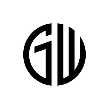 initial letters logo gw black monogram circle round shape vector