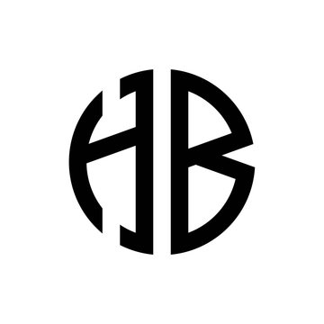 initial letters logo hb black monogram circle round shape vector
