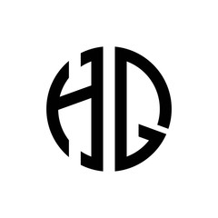 initial letters logo hq black monogram circle round shape vector