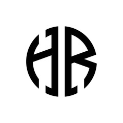 initial letters logo hr black monogram circle round shape vector
