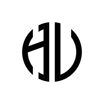 initial letters logo hv black monogram circle round shape vector