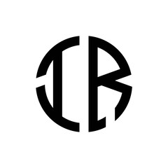 initial letters logo ir black monogram circle round shape vector