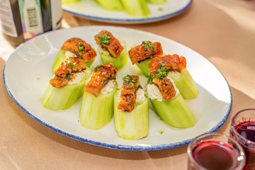 Snacks of vegetables on plate
