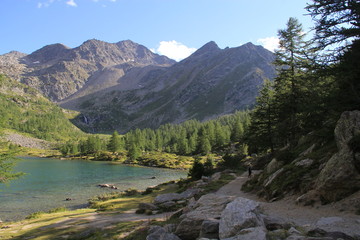 Naklejka premium lac d'Arpy, val d'Aoste, Italie