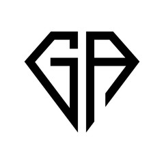 initial letters logo ga black monogram diamond pentagon shape - obrazy, fototapety, plakaty