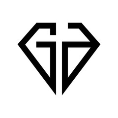 initial letters logo gd black monogram diamond pentagon shape