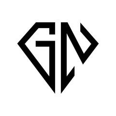 initial letters logo gn black monogram diamond pentagon shape