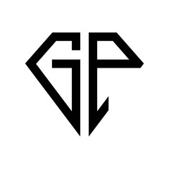 initial letters logo gp black monogram diamond pentagon shape