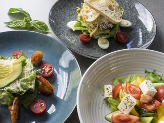 Set of various salads
