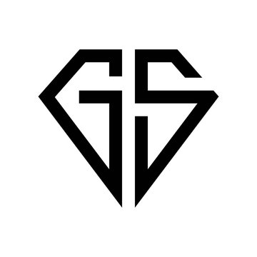 initial letters logo gs black monogram diamond pentagon shape