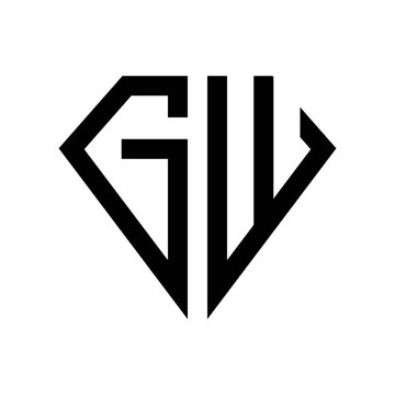 initial letters logo gw black monogram diamond pentagon shape