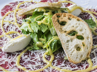 Beef carpaccio with cheese
