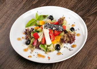 Traditional greek salad with fresh vegetables