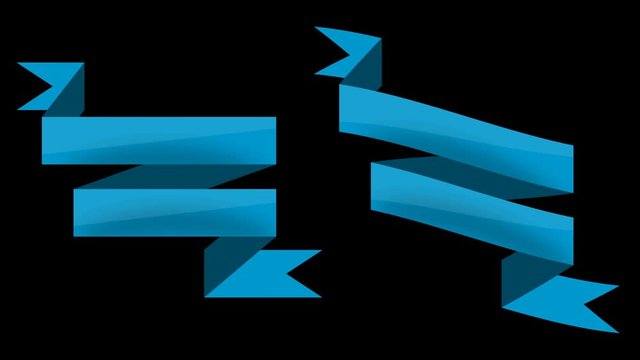 Animated ribbon banners for your text. Blue. Matte channel included.
