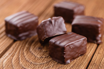 Chocolate souffle candy bird's milk