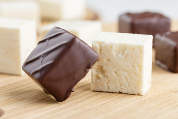 Homemade souffle candy in chocolate