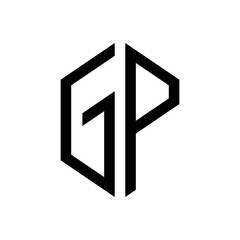 initial letters logo gp black monogram hexagon shape vector
