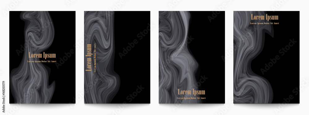 Wall mural vector set of template backgrounds with with liquid lines,shapes of smoke