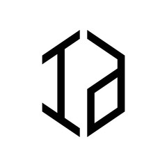 initial letters logo id black monogram hexagon shape vector