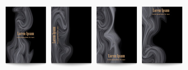 Vector set of template backgrounds with with liquid lines,shapes of smoke