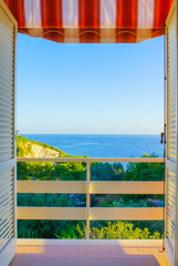 Entrance to a terrace with a view to the sea
