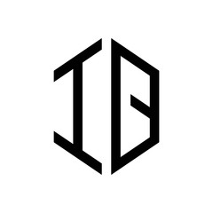 initial letters logo iq black monogram hexagon shape vector