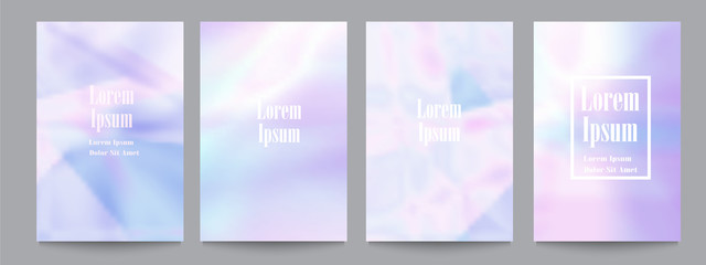 Vector set of template with holographic soft pastel backgrounds