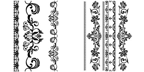 Set of vintage baroque ornament, corner. Retro pattern antique style acanthus. Decorative design element filigree calligraphy vector. - stock vector